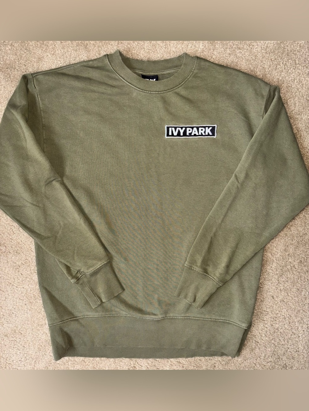 IVY PARK Olive Green Crewneck Sweatshirt with Logo Patch